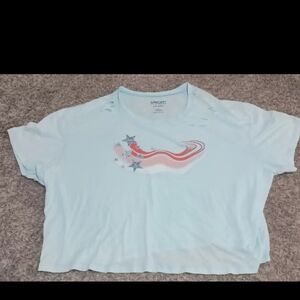 Women's Torrid Crop Shirt Size 3 Color Blue Super Soft Star Slub Jersey Wear